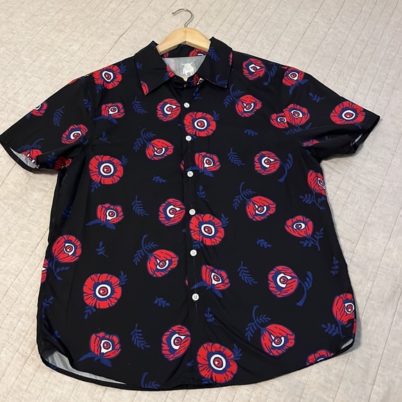 KINWAMONSTER Retired ‘Poppies’ Print Button Up Unisex Shirt - Picture 4 of 8
